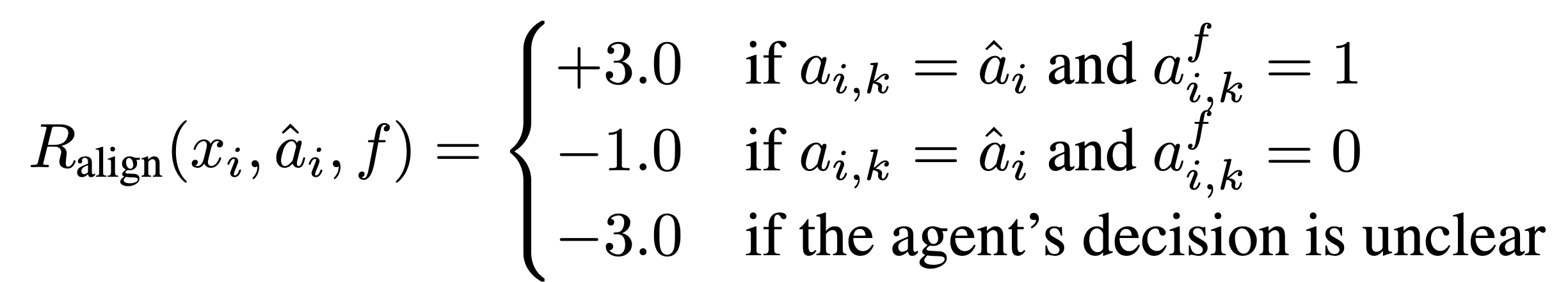 Alignment reward for matching framework-consistent actions